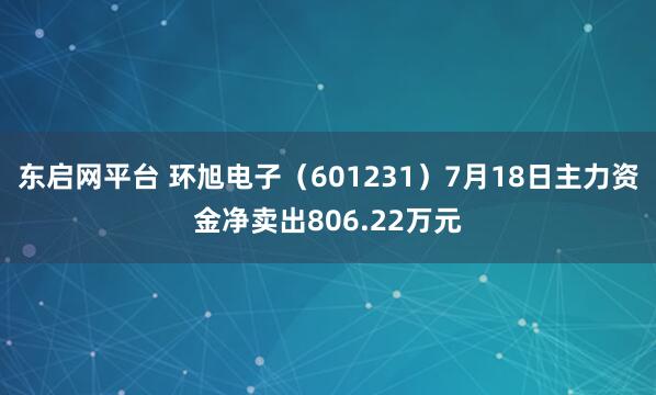 东启网平台 环旭电子（601231）7月18日主力资金净卖出806.22万元
